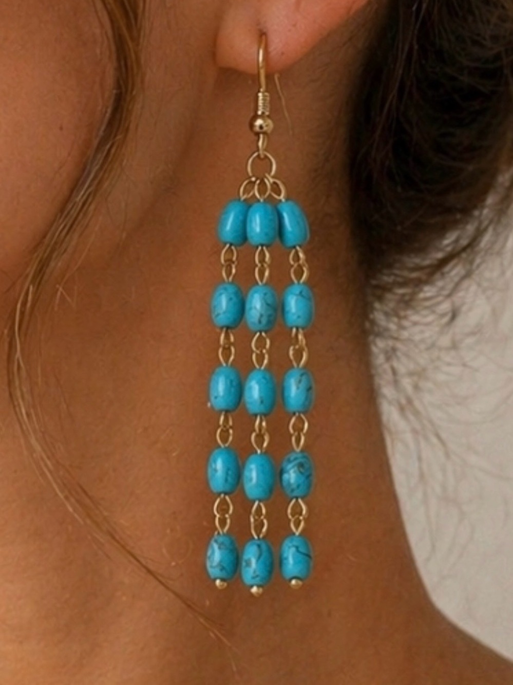 Plunder Design Fashion Jewelry Weslynn Turquoise Tassel Bead Drop Dangle Earring